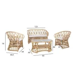 Home4you Acapulco Rottinkinen Sohvasetti -Huonekalut myymälä 4741243420618 5