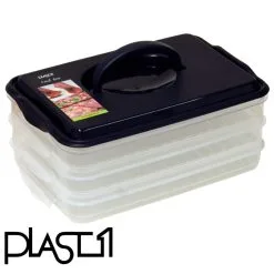 Plast1 3x0,8l Kahvallinen Säilytyslaatikko