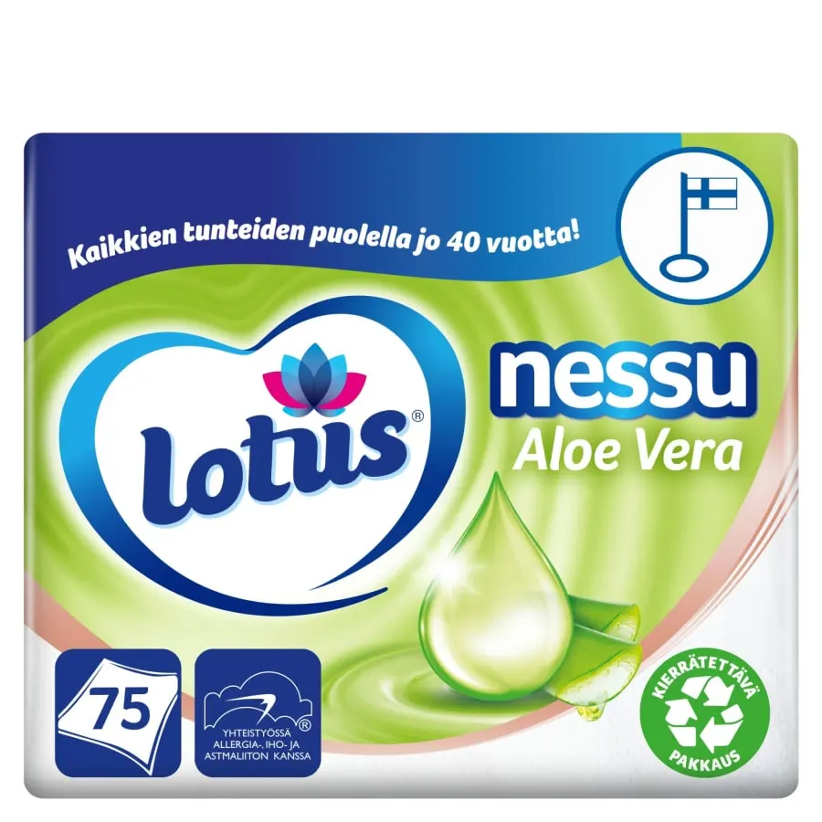 Lotus Nessu Aloe Vera 75 Kpl Nenäliina 3 Lotus Nessu Aloe Vera 75 Kpl Nenäliina