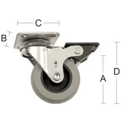 Habo 4110 100 Mm Kääntyvä Kalustepyörä Jarrulla