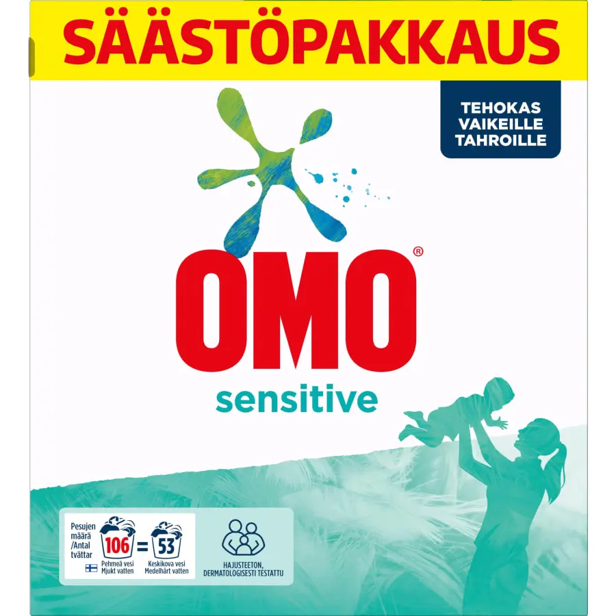 Omo Sensitive 3,72 Kg Pyykinpesujauhe 3 Omo Sensitive 3,72 Kg Pyykinpesujauhe