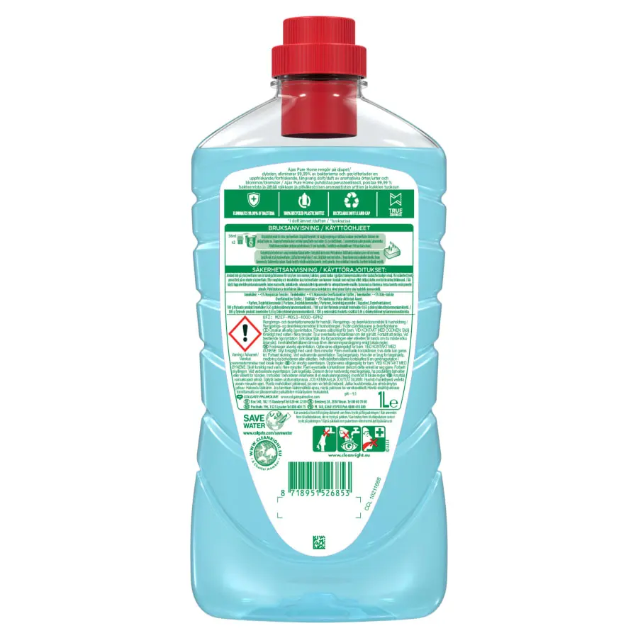 Ajax® Ajax Pure Home Elderflower 1 L Yleispuhdistusaine 4 Ajax® Ajax Pure Home Elderflower 1 L Yleispuhdistusaine - Image 2