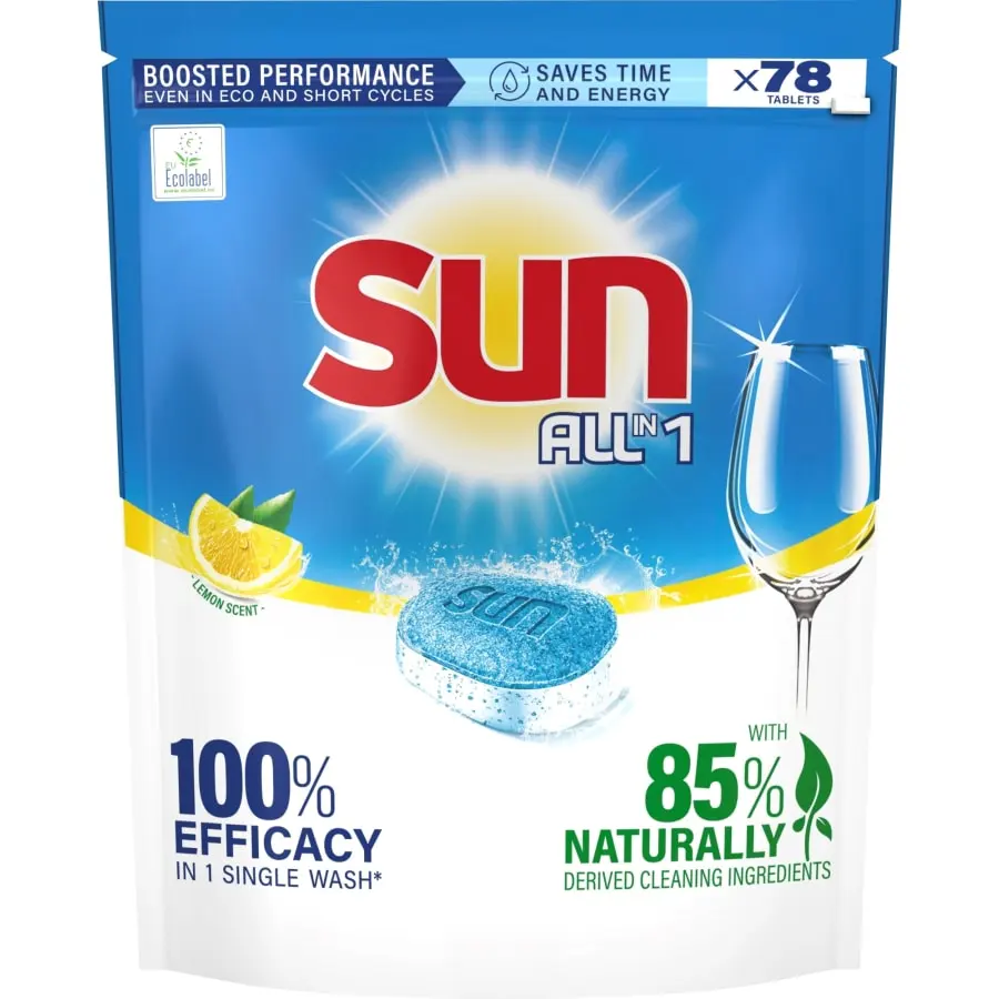 SUN® Sun All-in-1 Lemon 78 tab Konetiskitabletti 3 SUN® Sun All-in-1 Lemon 78 tab Konetiskitabletti